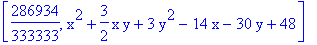 [286934/333333, x^2+3/2*x*y+3*y^2-14*x-30*y+48]